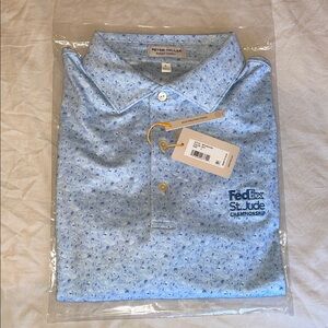 NWT Peter Millar Light Blue Music Print Patterned Polo